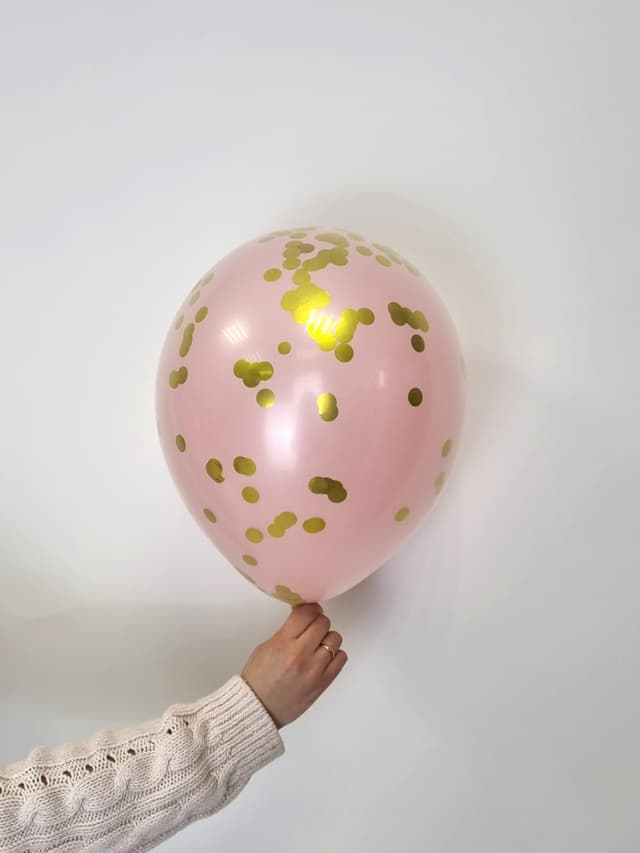 Шар стеклянный (шар в шаре) розовый с конфетти золото 30 см Шар стеклянный (шар в шаре) розовый с конфетти золото 30 см