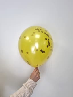 Шар стеклянный (шар в шаре) желтый с конфетти золото 30 см