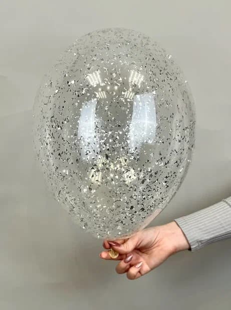 Шарик с конфетти блестки (серебро) Шарик с конфетти блестки (серебро)