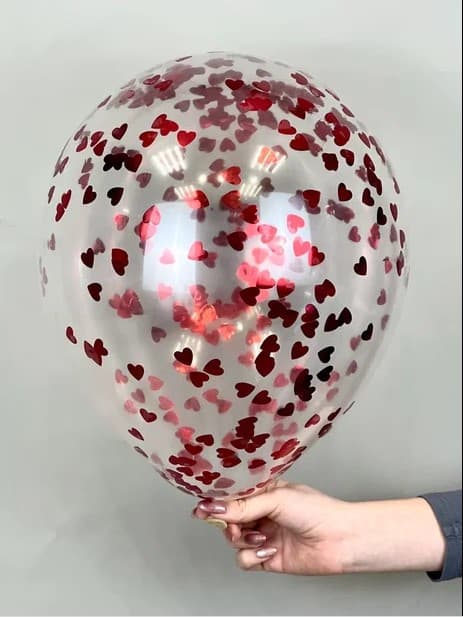 Шарик с конфетти сердца (красные) Шарик с конфетти сердца (красные)