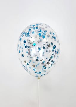 Шарик с конфетти звезды (Голубой микс)
