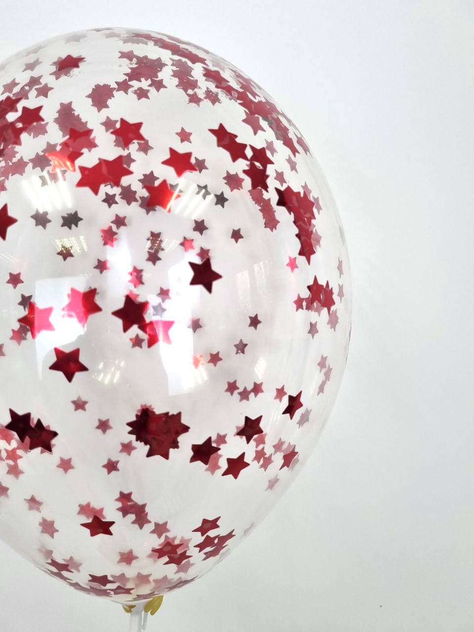 Шарик с конфетти звезды (Красный)