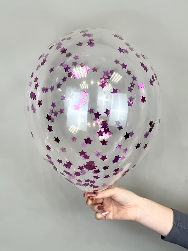 Шарик с конфетти звезды (Розовый) Шарик с конфетти звезды (Розовый)