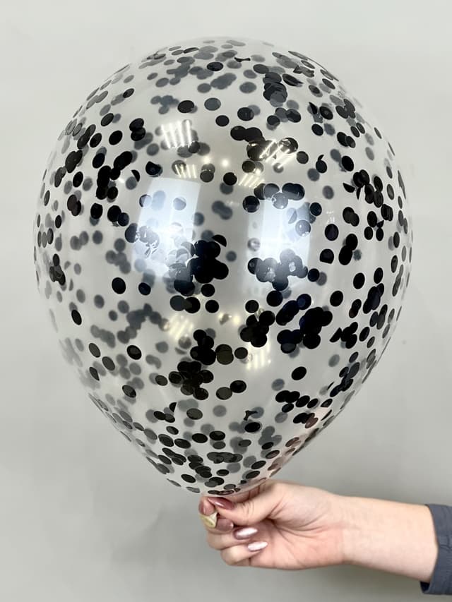 Шарик с круглым конфетти (черное) Шарик с круглым конфетти (черное)