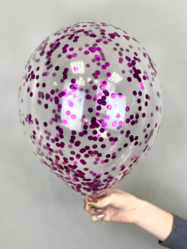 Шарик с круглым конфетти (фуксия) Шарик с круглым конфетти (фуксия)