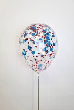 Шарик с круглым конфетти (красное и голубое)