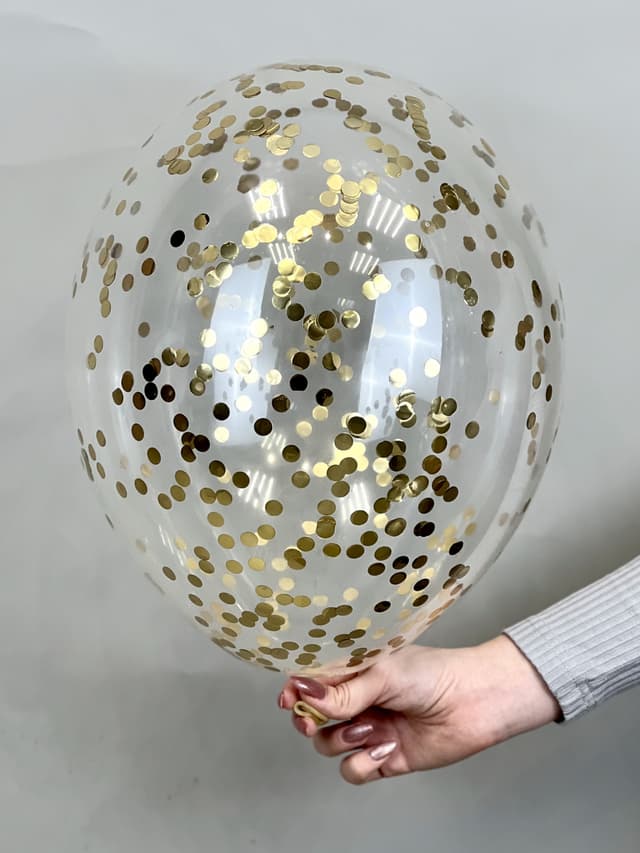 Шарик с круглым конфетти (светлое золото) Шарик с круглым конфетти (светлое золото)