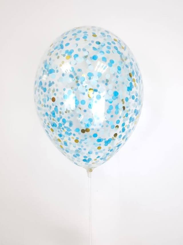 Шарик с круглым конфетти тишью (голубой микс) Шарик с круглым конфетти тишью (голубой микс)