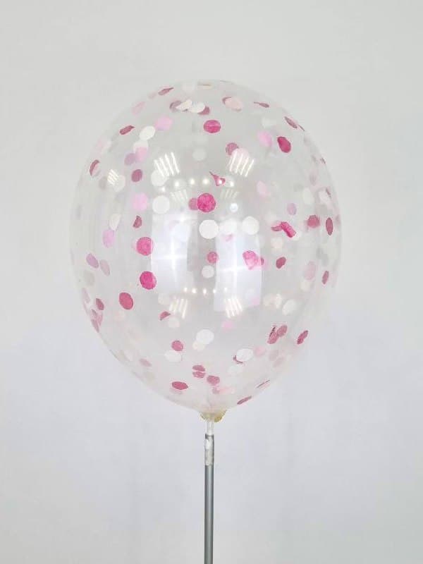 Шарик с круглым конфетти тишью (розовый микс) Шарик с круглым конфетти тишью (розовый микс)