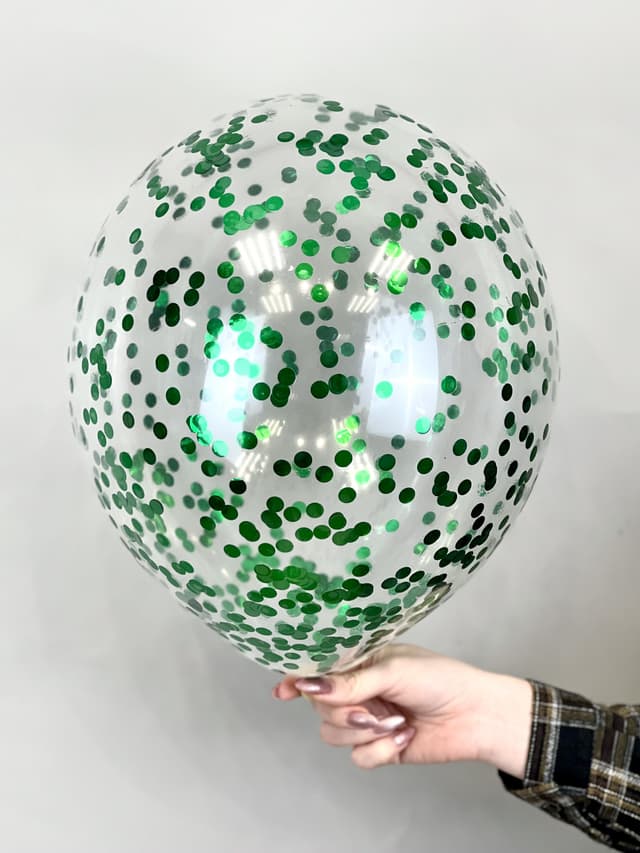 Шарик с круглым конфетти (зеленое) Шарик с круглым конфетти (зеленое)