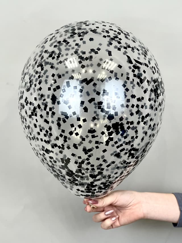 Шарик с квадратным конфетти (черный) Шарик с квадратным конфетти (черный)