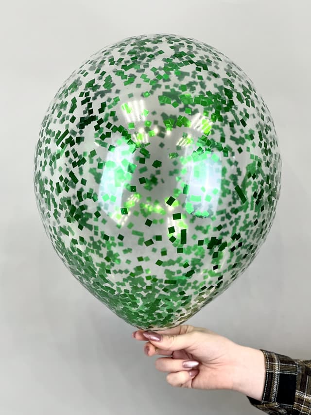 Шарик с квадратным конфетти (зеленое) Шарик с квадратным конфетти (зеленое)