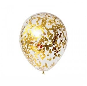 Шарик с квадратным конфетти (золото)
