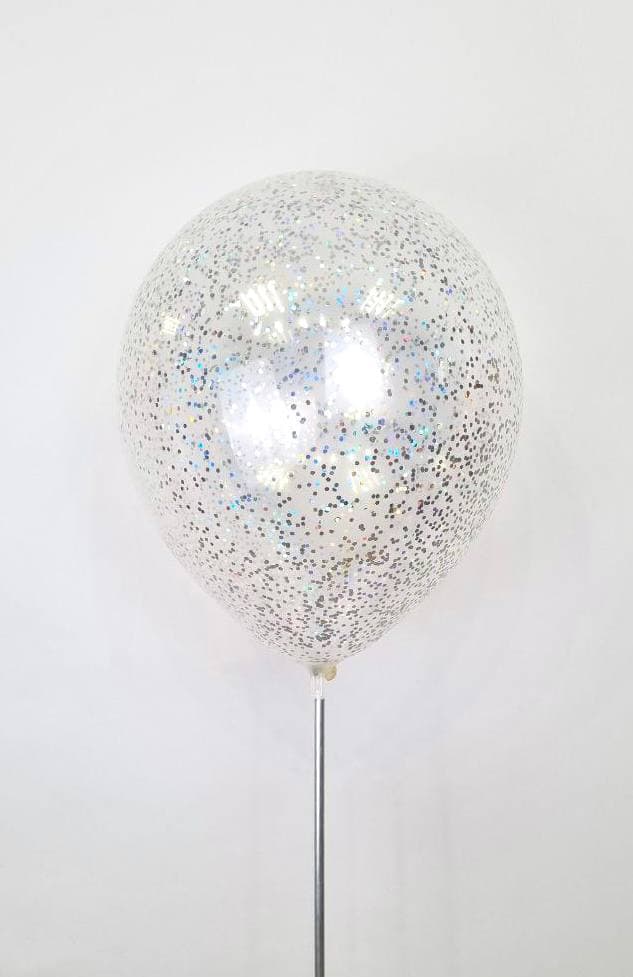 Шарик с шестигранным конфетти (серебро голография)