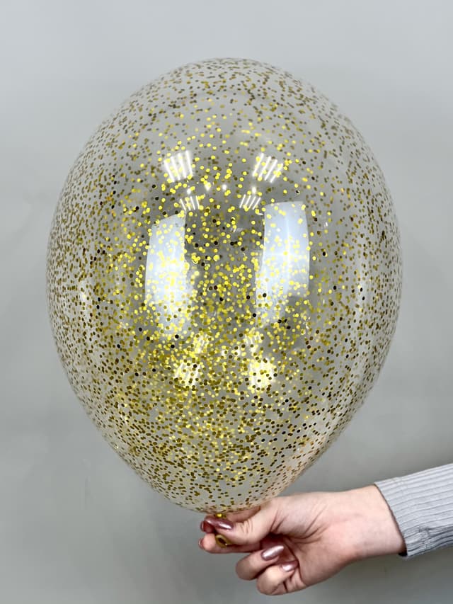 Шарик с шестигранным конфетти (золото) Шарик с шестигранным конфетти (золото)