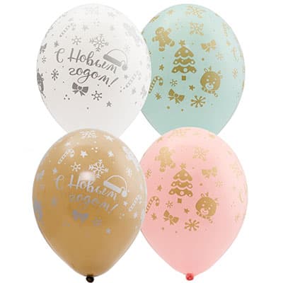 Шары шелк паст 14" НГ Снежинки Пряники/ 35 cv Шары шелк паст 14" НГ Снежинки Пряники/ 35 cv