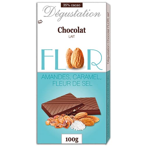 Шоколад Флор молочный миндаль/карамель и морская соль