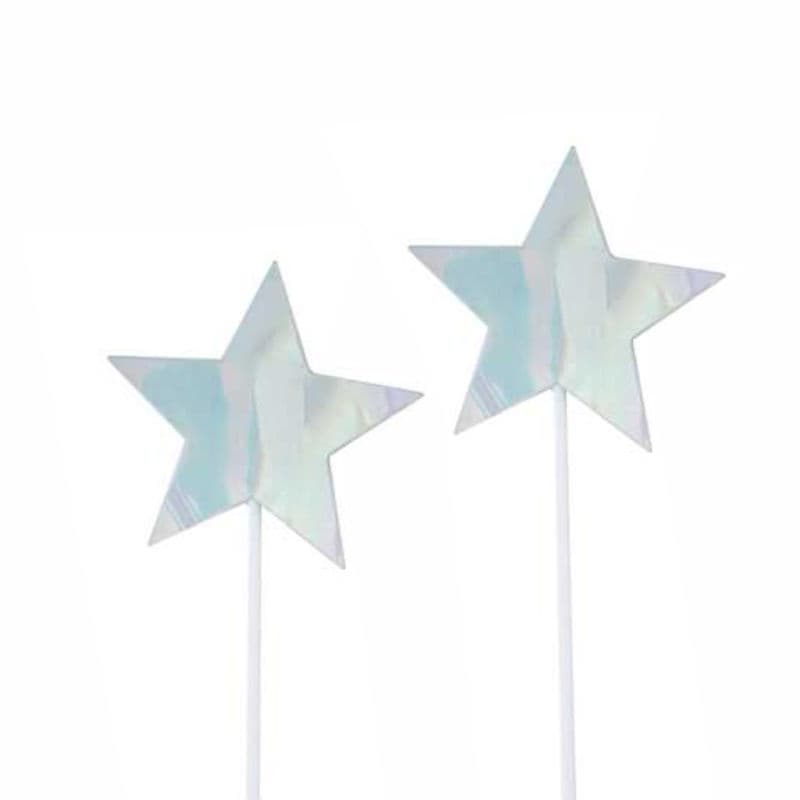 Шпажки для канапе одноразовые "Звезды" Голография 15 см / набор 7 шт. /