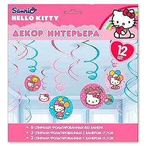 Спираль фольга Hello Kitty 46-60см/12шт