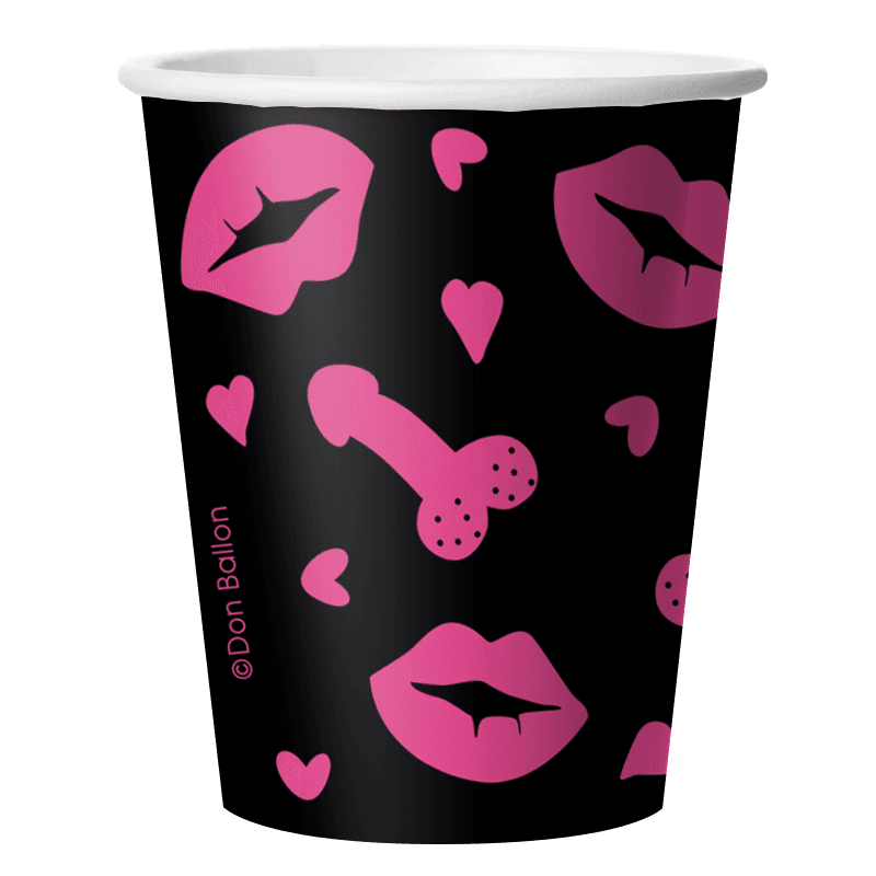 Стаканы (250 мл) 18+, Черный/Фуше, 6 шт.