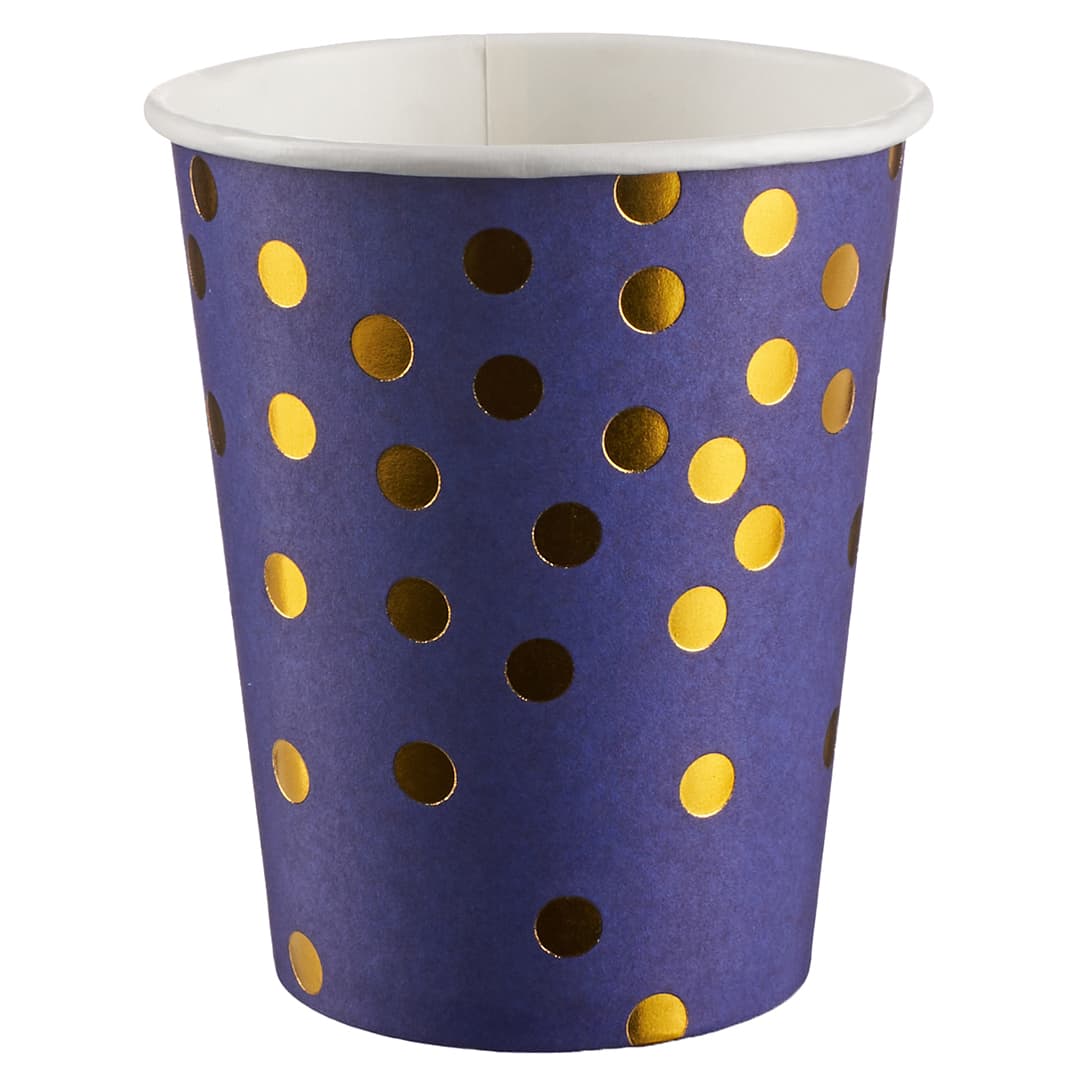 Стаканы (250 мл) Золотое конфетти, Синий/Золото, Металлик, 6 шт.