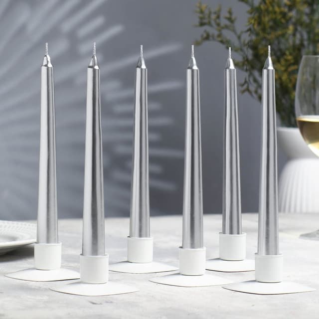 Свеча античная, 1,9х 20 см, 1 шт. , серебряный металлик Свеча античная, 1,9х 20 см, 1 шт. , серебряный металлик