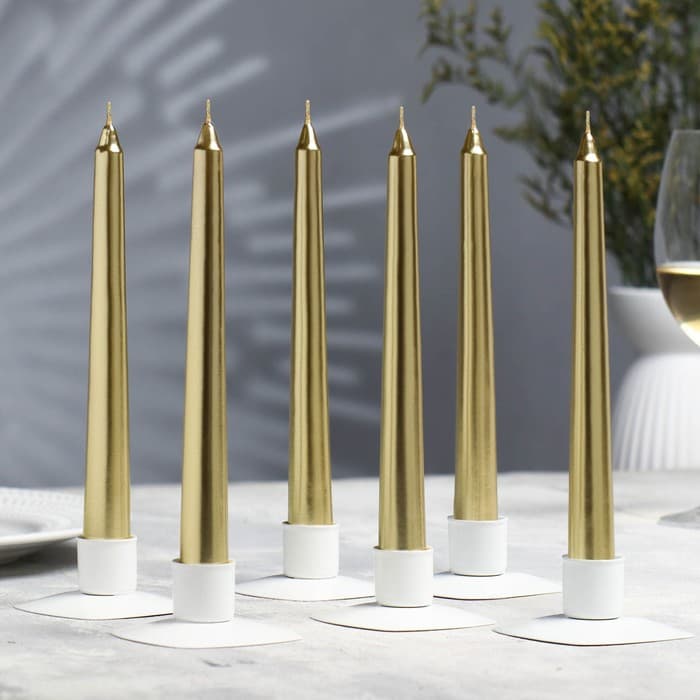Свеча античная, 1,9х 20 см, 1 шт. , золотой металлик