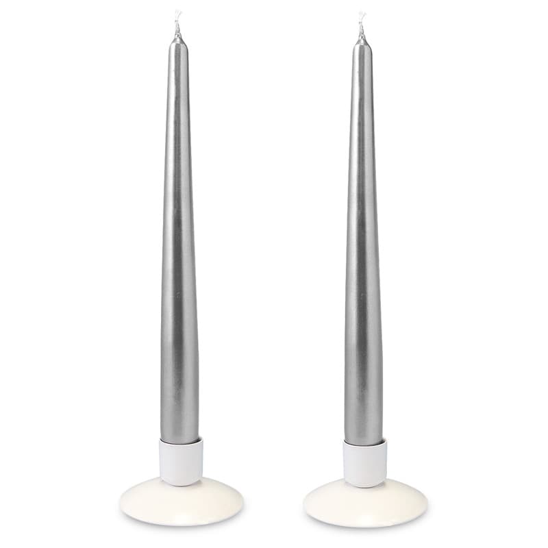 Свеча Античная Серебряная металлизированная / 1 шт. / Размер: 2,3*25 см.