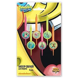 Свеча д/торта Губка Боб/6шт/ Свеча д/торта Губка Боб/6шт/