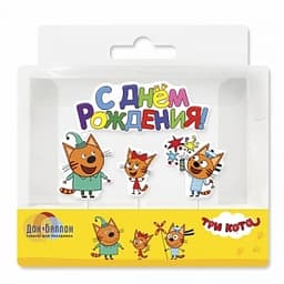 Свеча Три кота С Днем Рождения/4шт
