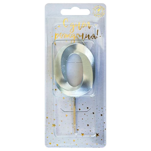 Свеча-цифра "0" Витая серебро Свеча-цифра "0" Витая серебро