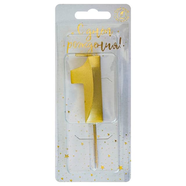 Свеча-цифра "1" Витая золото Свеча-цифра "1" Витая золото