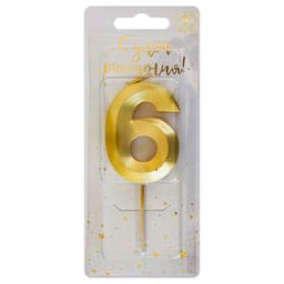 Свеча-цифра "6" Витая золото