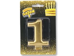 Свеча-цифра Золотая "1" /8см/V