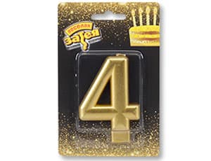 Свеча-цифра Золотая "4" /8см/V