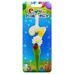 Свеча цифры с ромашками"7"