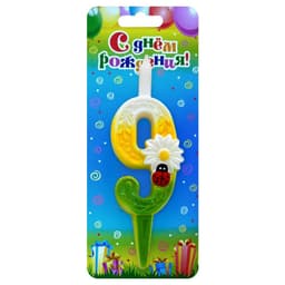 Свеча цифры с ромашками"9"
