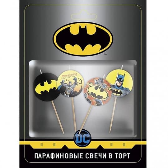 Свеча в торт 4 шт Batman