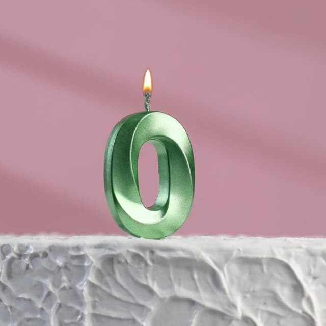 Свеча в торт на шпажке «Грань», цифра "0", изумруд, 13 см Свеча в торт на шпажке «Грань», цифра "0", изумруд, 13 см