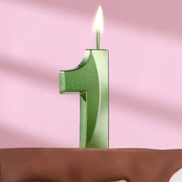 Свеча в торт на шпажке «Грань», цифра "1", изумруд, 13 см