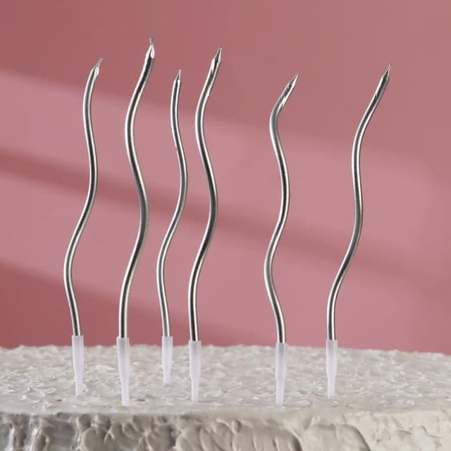 Свечи для торта  "Серпантин" 6  шт, 12 см, коктейльные, серебристые Свечи для торта  "Серпантин" 6  шт, 12 см, коктейльные, серебристые