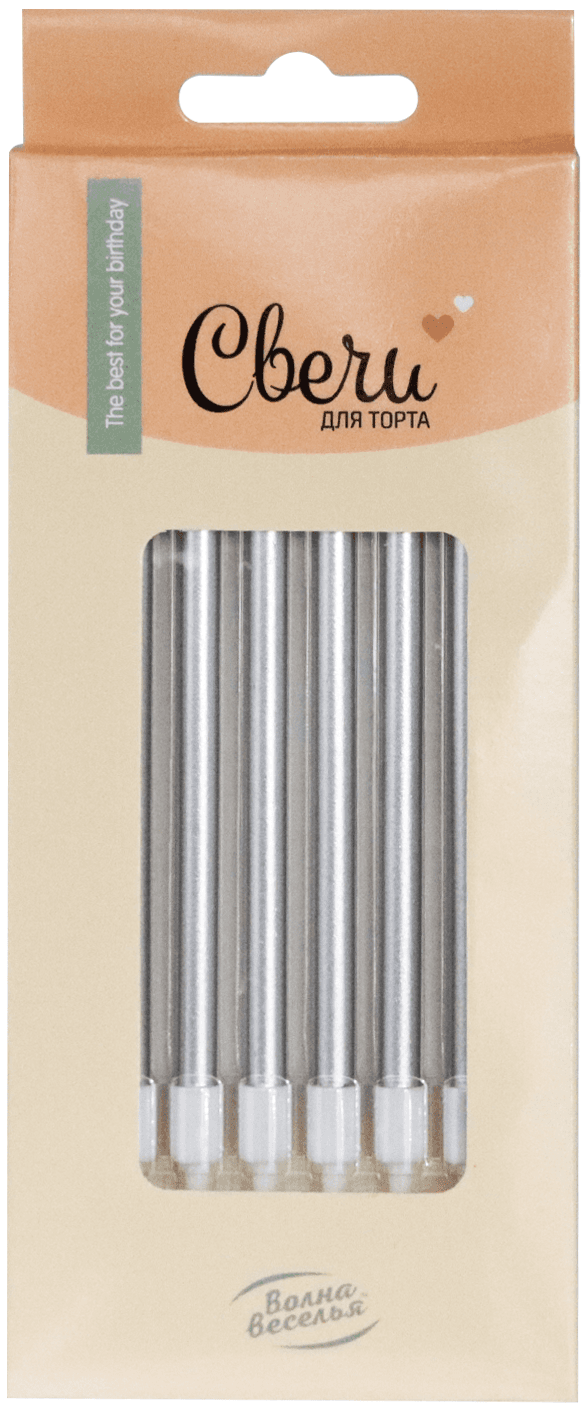 Свечи Люкс, Серебро, Металлик, 0,5*10,5 см, 6 шт. с держат. Свечи Люкс, Серебро, Металлик, 0,5*10,5 см, 6 шт. с держат.