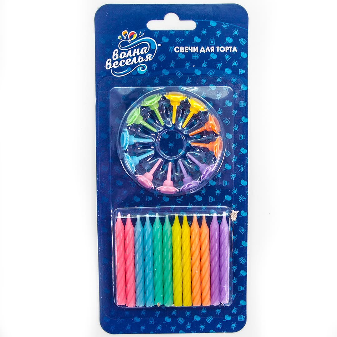 Свечи Макарунс,ассорти, 6см/12шт