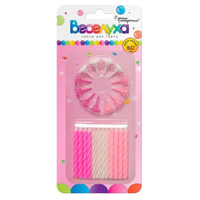 Свечи тортовые классические Микс розовый,нежно-розовый 6см/24шт Свечи тортовые классические Микс розовый,нежно-розовый 6см/24шт