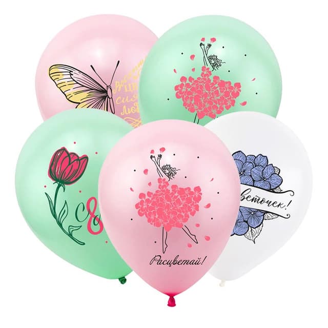 Т 12 / 30 см С 8 марта Цветы, Ассорти Пастель Т 12 / 30 см С 8 марта Цветы, Ассорти Пастель