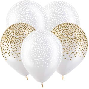 Т 12 Шар Конфетти (золото,белое) Прозрачный Кристалл / 30 см Т 12 Шар Конфетти (золото,белое) Прозрачный Кристалл / 30 см