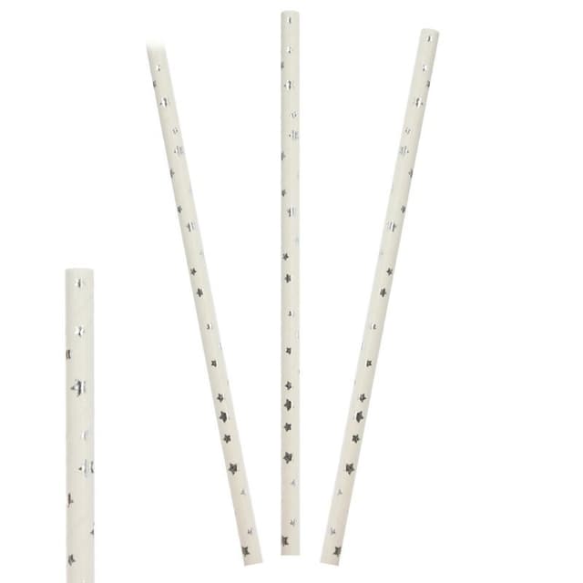 Трубочки для коктейля бумажные одноразовые "Звезды Серебряные" / набор 25 шт. / Трубочки для коктейля бумажные одноразовые "Звезды Серебряные" / набор 25 шт. /