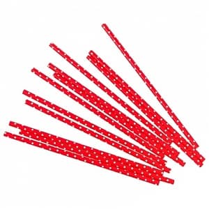 Трубочки красные в белую точку/12шт