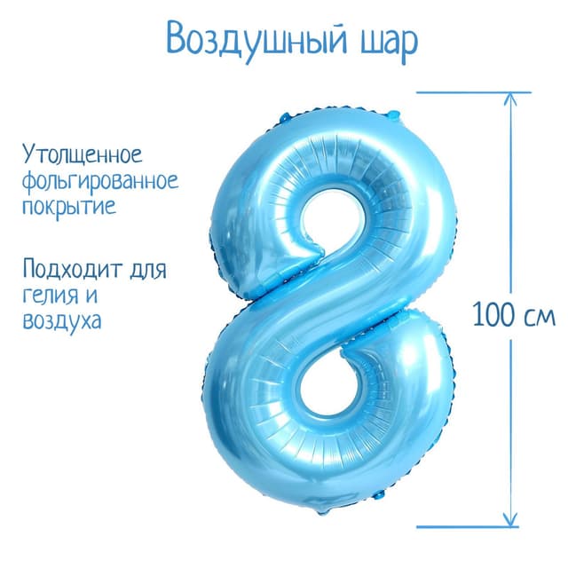 Цифры 100 см нежно-голубые 8 /СК Цифры 100 см нежно-голубые 8 /СК