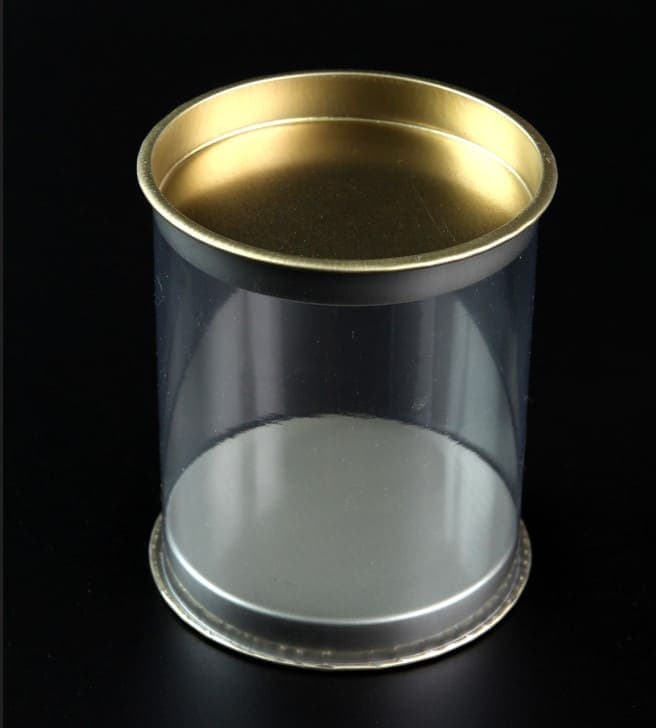 Тубус Цилиндр с крышкой, 9,2*12,5 см, Прозрачный/Золото